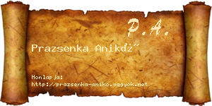 Prazsenka Anikó névjegykártya